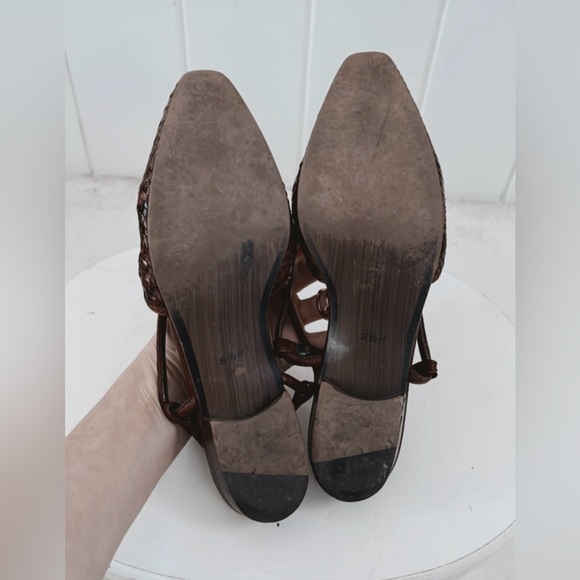 Enzo Angiolini Woven Leather Slingback Flats Dark Brown Casual Minimal Neutral - Picture 13 of 16